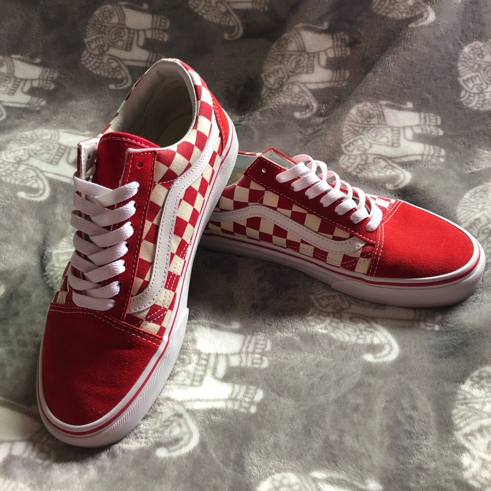 Red checker old skools